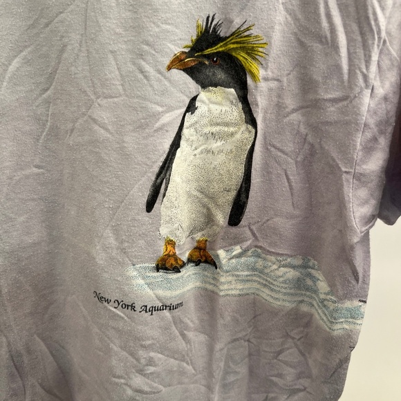 1985 Light Purple Harlequin‎ Nature Graphics New York Aquarium Penguin Tshirt XL - Picture 1 of 14